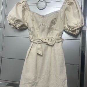 Chic Cream Puff Sleeve Mini Dress